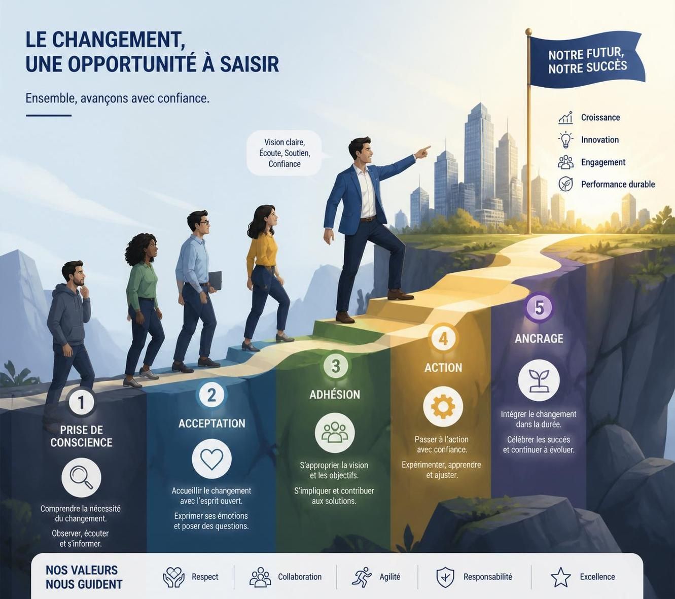 découvrez les 8 étapes clés du modèle de kotter pour réussir la transformation en entreprise et assurer un changement durable et efficace.
