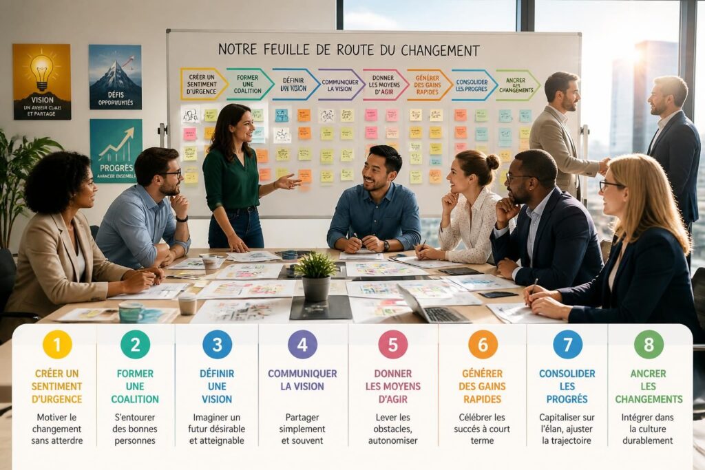 découvrez les 8 étapes clés du modèle kotter pour réussir la transformation en entreprise et mener efficacement le changement organisationnel.